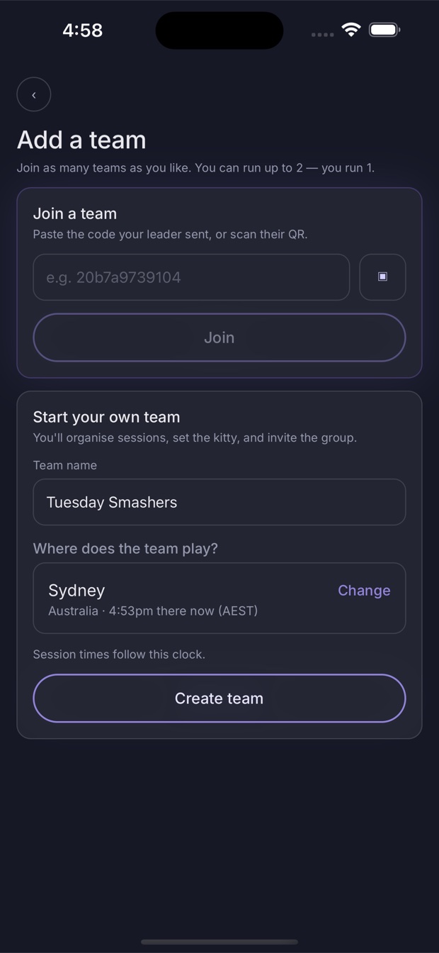 Creating a team
